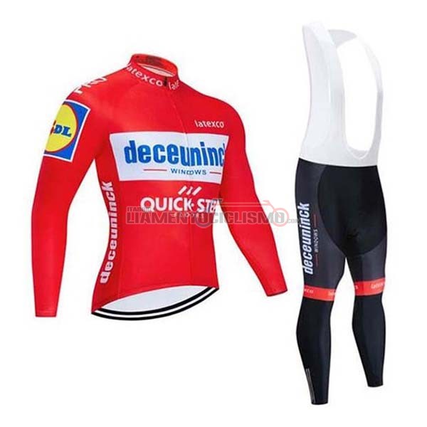 Abbigliamento Ciclismo Deceuninck Quick Step Manica Lunga 2020 Rosso Bianco